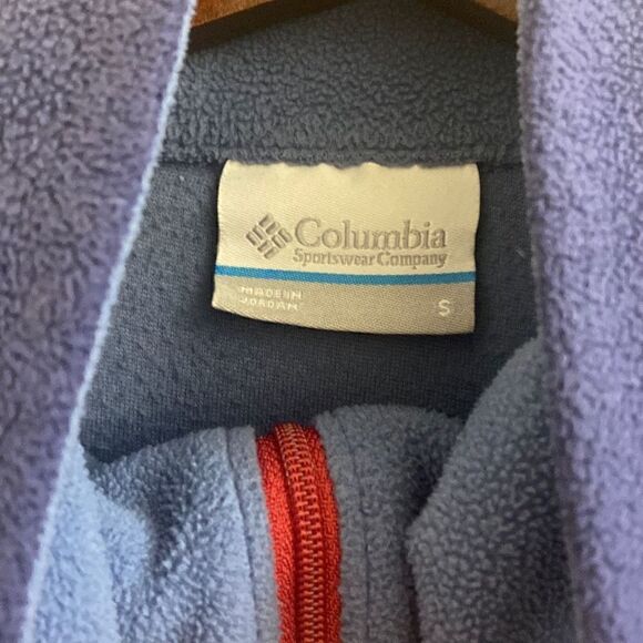 Columbia Blue Colorblock Quarter Zip Pullover Fleece Jacket Small - Picture 3 of 4